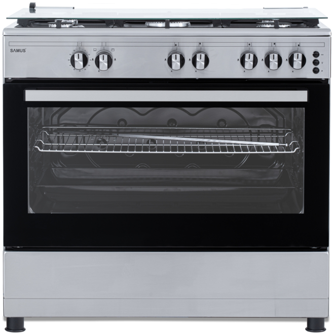 Aragaz SM950AGRXS1 Cuptor Gaz Latime 90cm 5 Arzatoare Inox