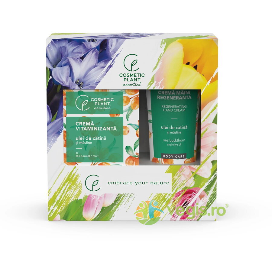 Oferte la Set Essential cu Ulei de Catina si Masline (Crema Vitaminizanta de Zi 50ml + Crema de Maini Regeneranta 100ml)