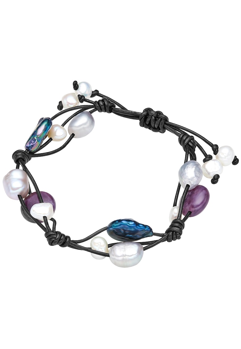 Oferte la Bratara de piele cu perle si ametist - Multicolor