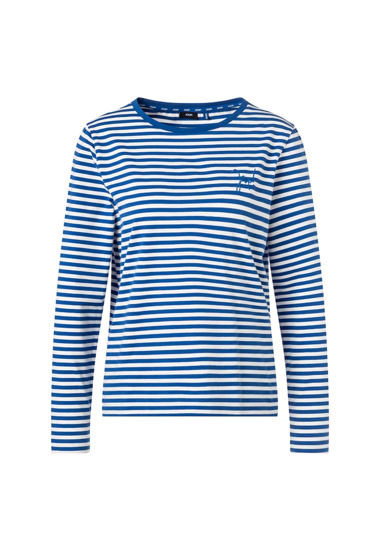 Oferte la Bluza in dungi cu logo brodat - Alb/Albastru royal