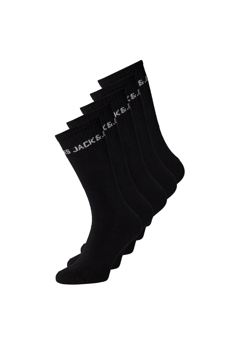 Oferte la Jack & Jone - Set de sosete lungi cu model logo - 5 perechi - Negru