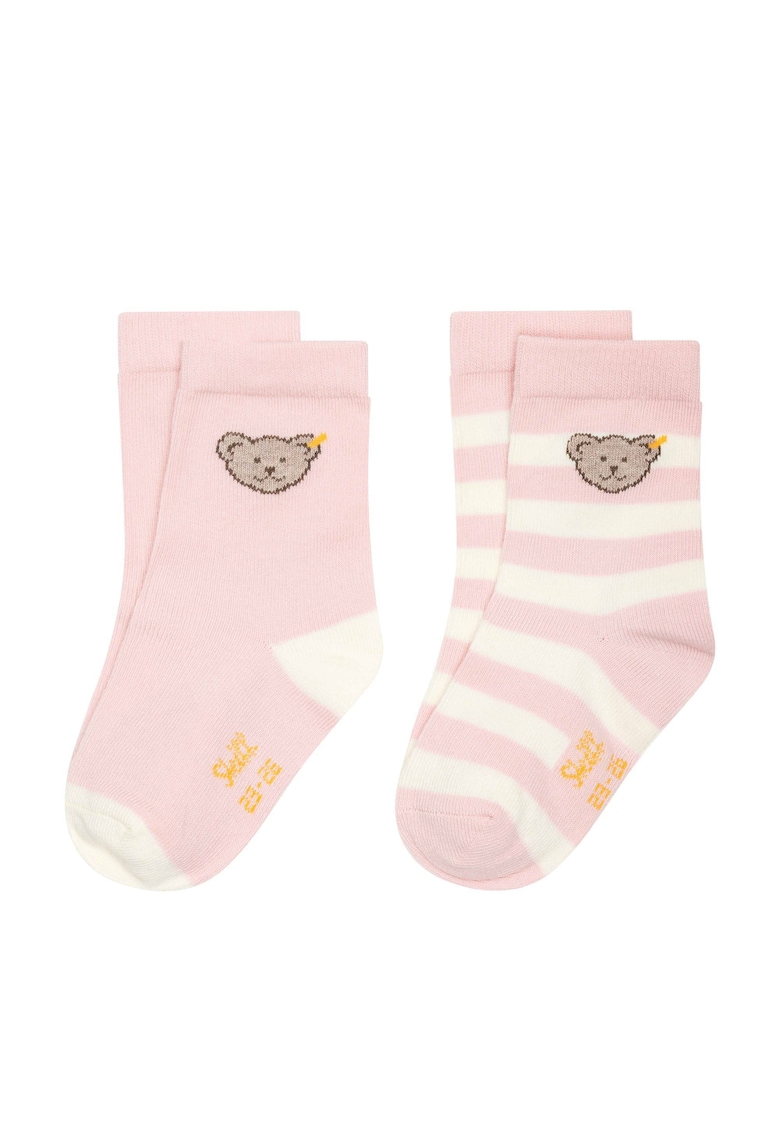 Oferte la Set de soosete scurte de bumbac organic - 2 perechi - Roz pal
