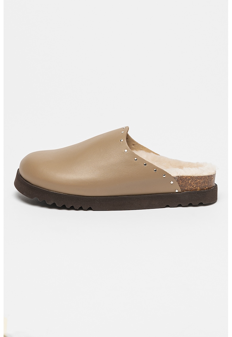 Oferte la Saboti de piele cu nituri Fae - Maro taupe