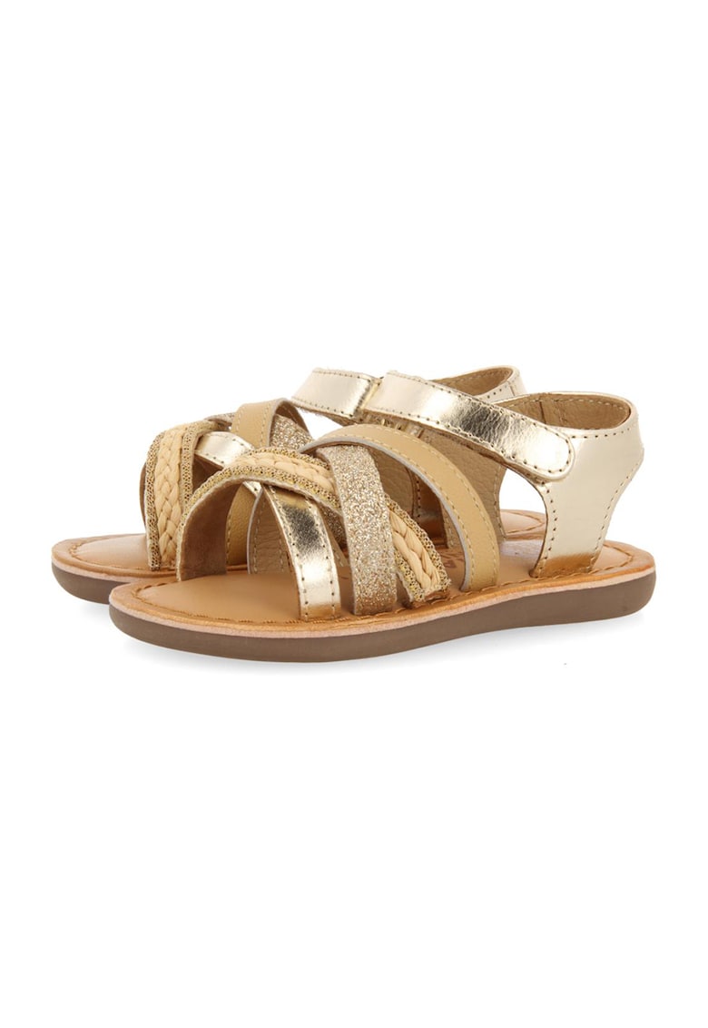 Oferte la Sandale de piele ecologica si piele cu velcro Ilok - Auriu