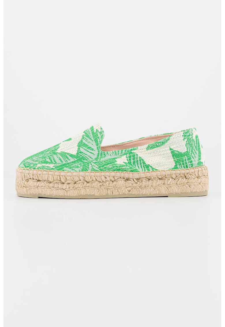 Oferte la Espadrile flatform cu model - Alb/Verde