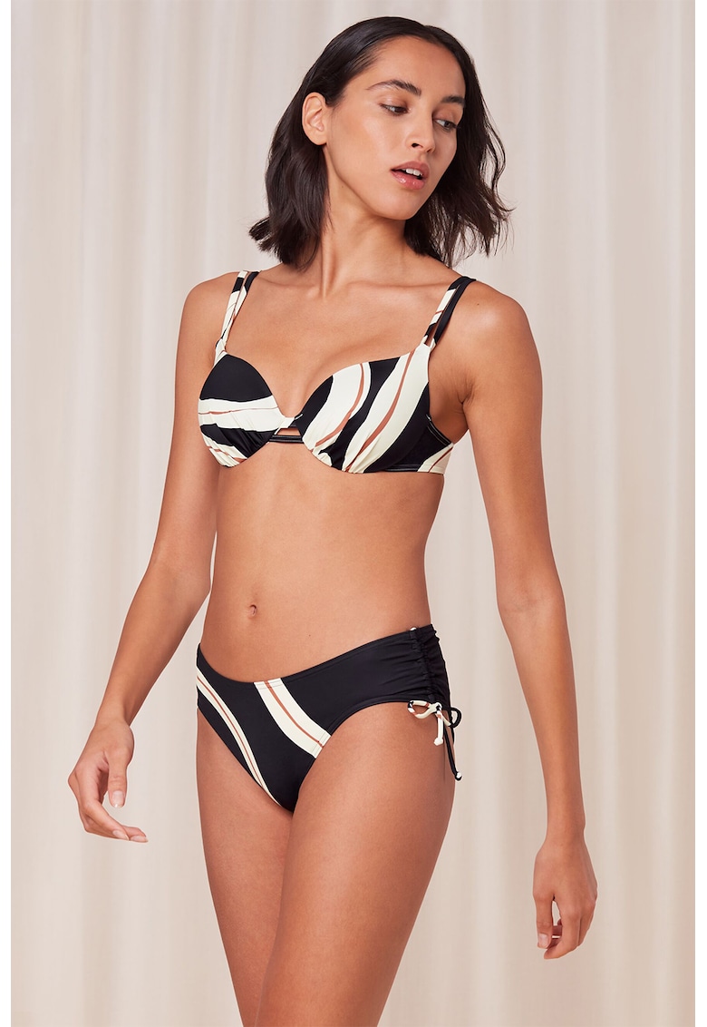 Sutien de baie cu model abstract - Negru/Maro scortisoara/Crem