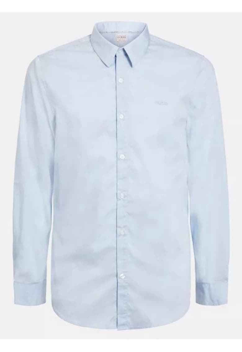 Camasa eleganta din amestec de bumbac - Albastru azur