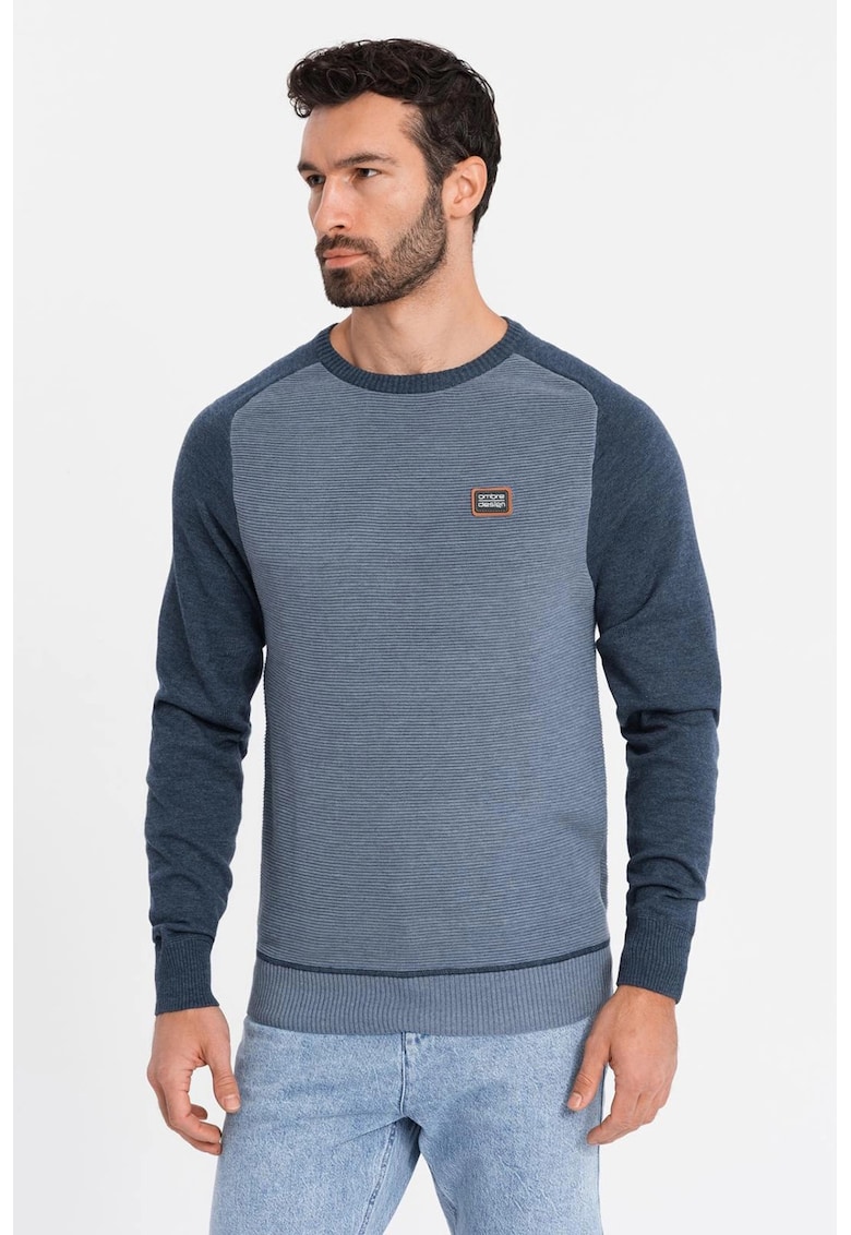Oferte la Pulover cu maneci contrastante - Albastru prafuit