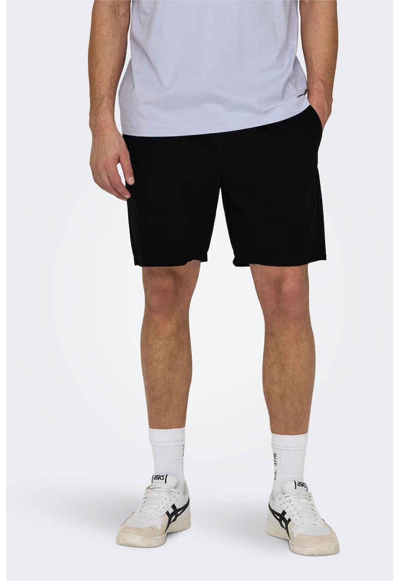 Oferte la Pantaloni scurti cu buzunare oblice Tel - Negru