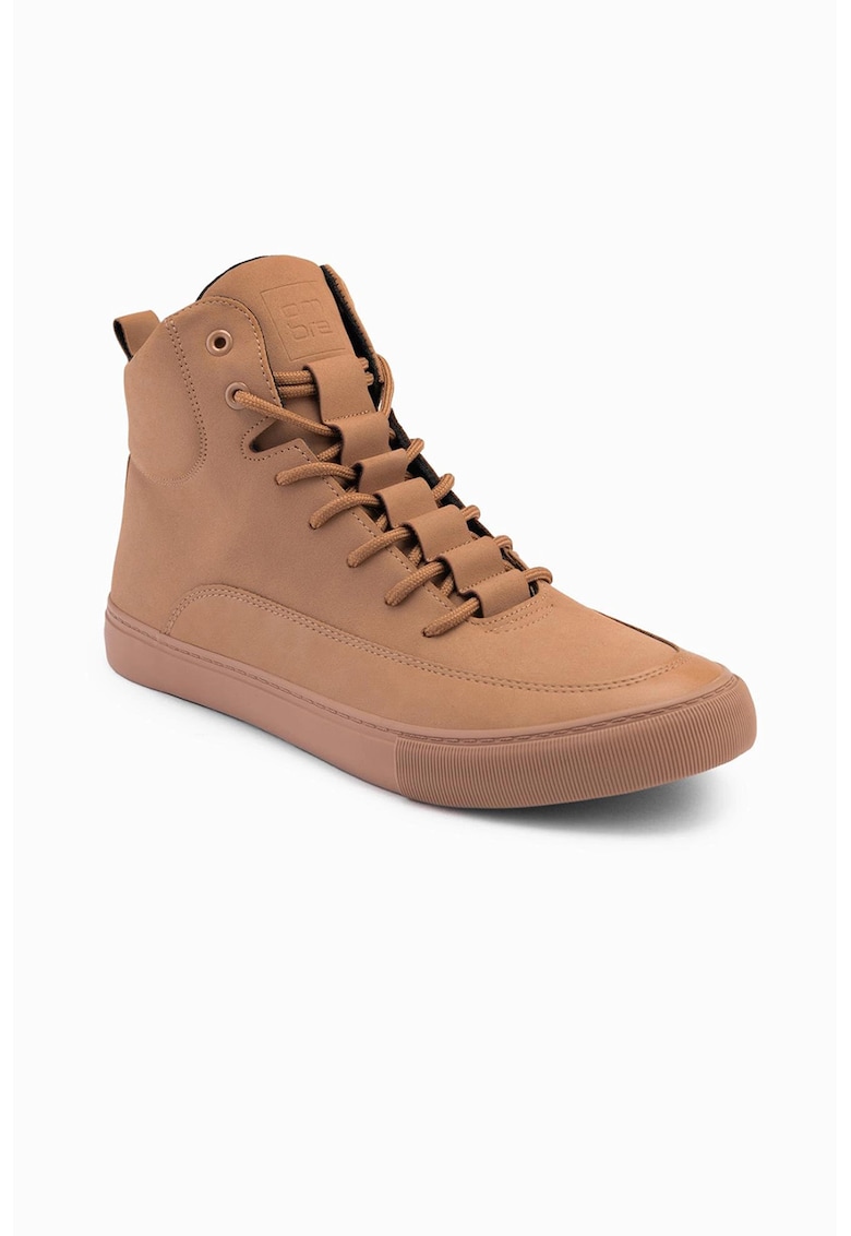 Oferte la Pantofi sport din material textil cu insertii de piele ecologica - Maro