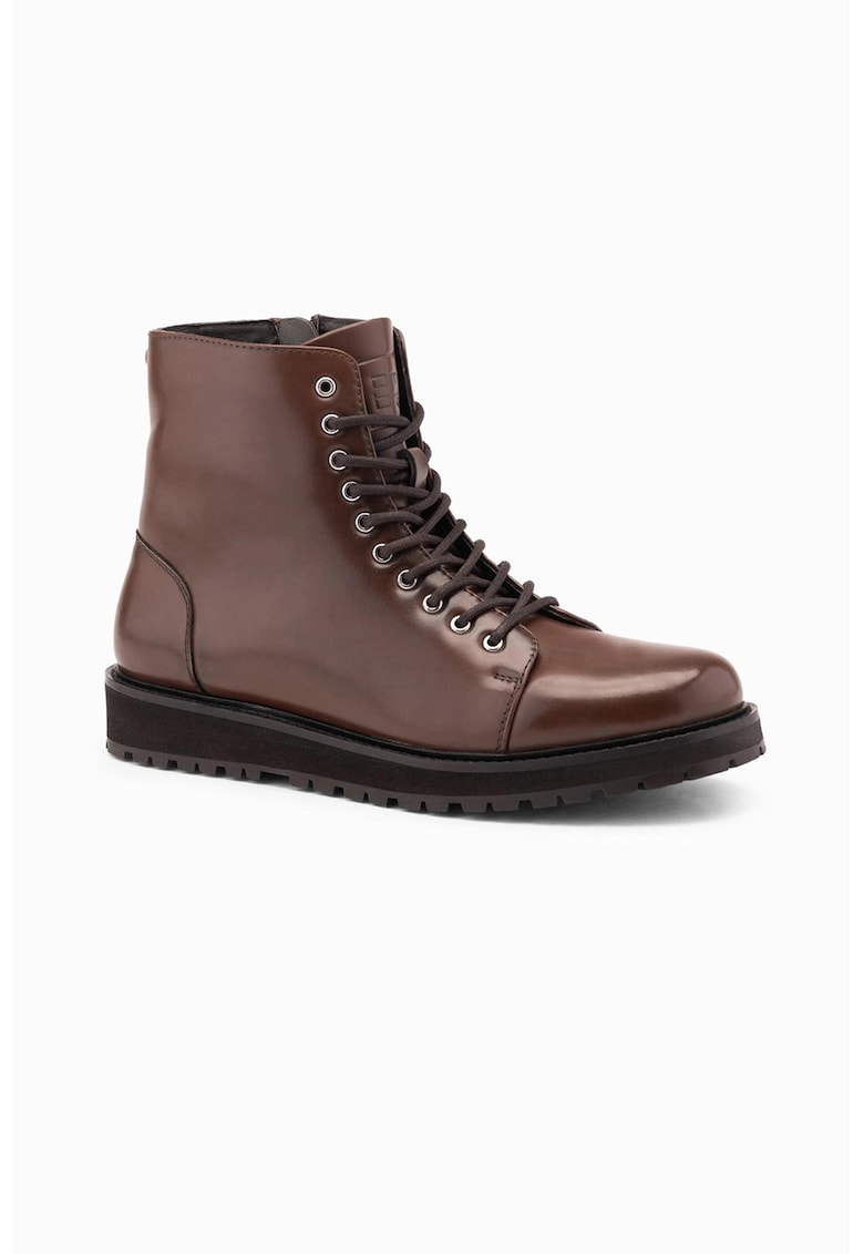 Oferte la Ghete de piele ecologica cu sireturi - Maro