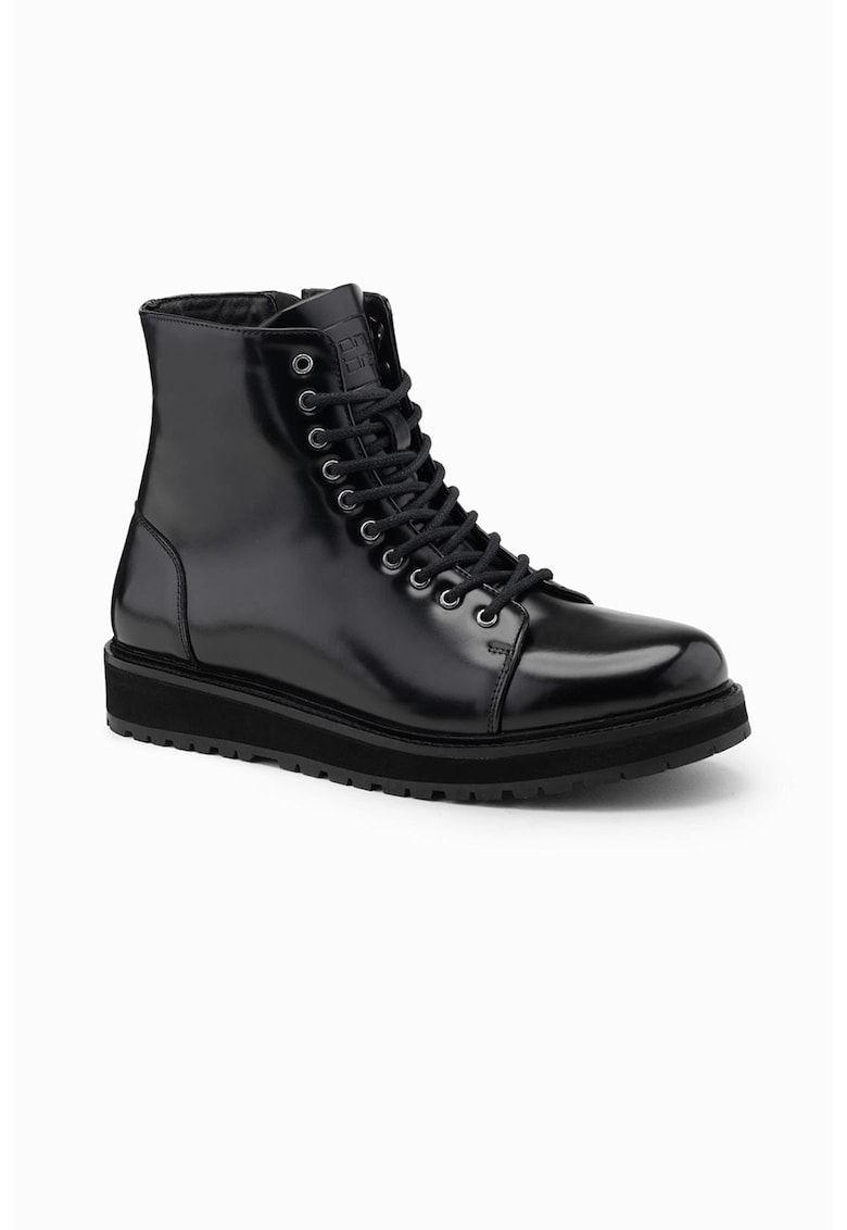 Oferte la Ghete de piele ecologica cu sireturi - Negru
