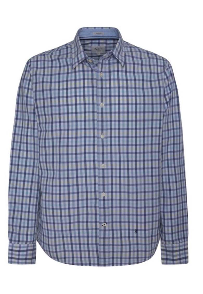 Oferte la Camasa barbati -  Bumbac - Albastru patratele