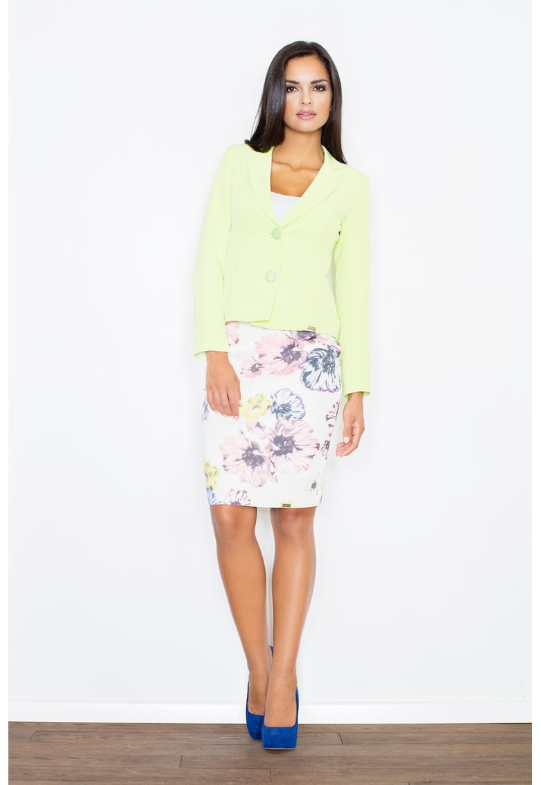 Oferte la Sacou dama - elegant - cu maneci lungi - poliester - lime