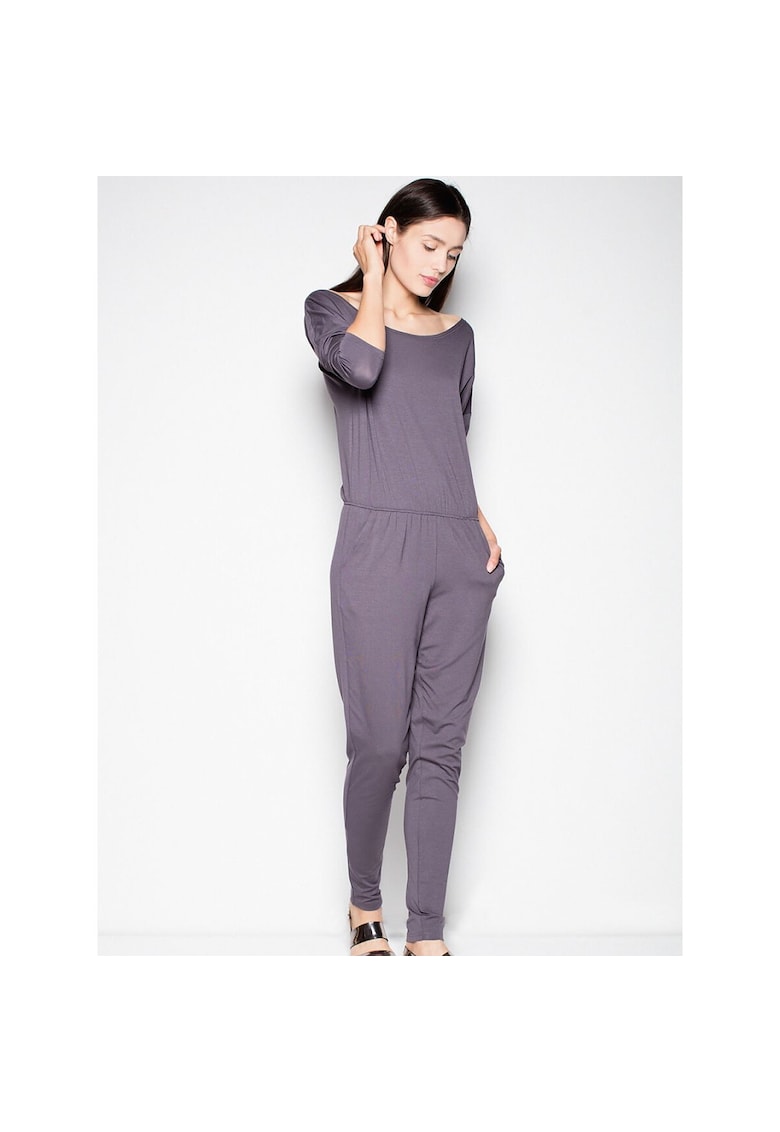 Oferte la Salopeta dama  decolteu semicircular - maneci cazute - gri - viscoza