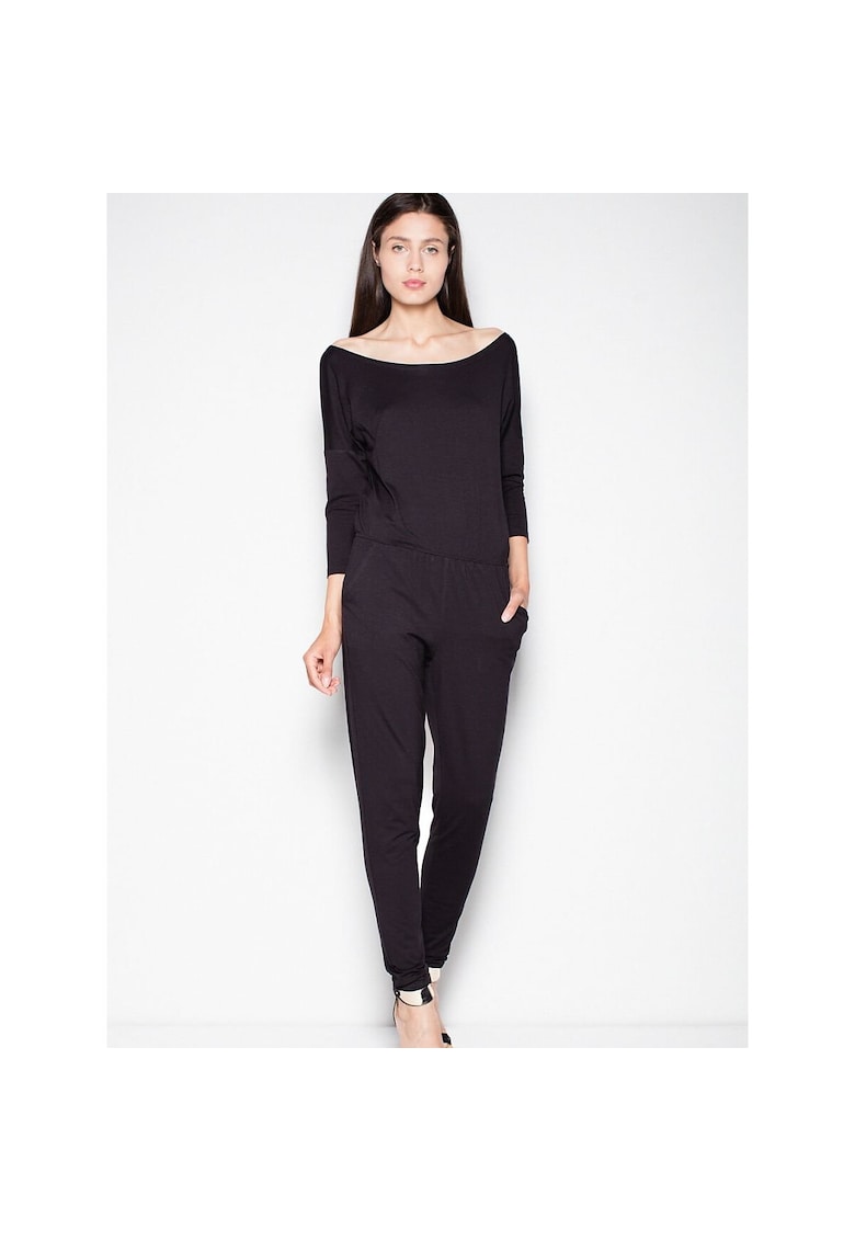 Oferte la Salopeta dama  neagra - decolteu semicircular - maneci cazute - viscoza -
