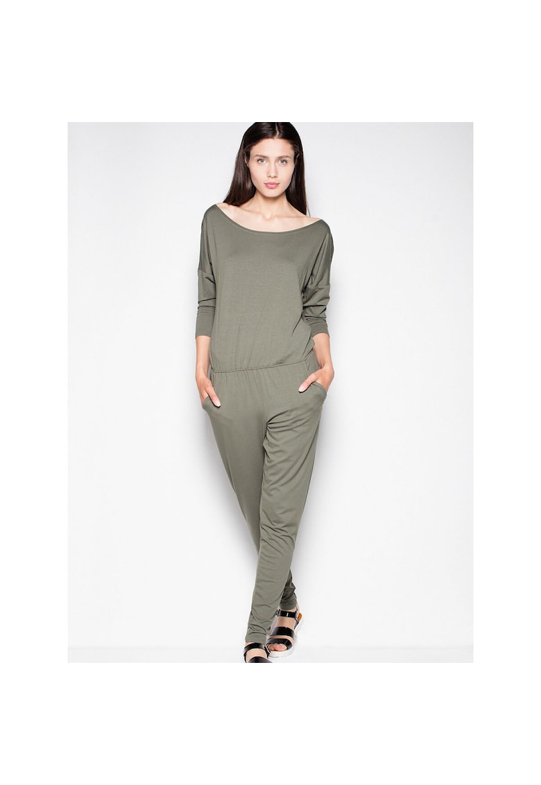 Oferte la Salopeta dama -  decolteu semicircular - maneci cazute - verde - viscoza