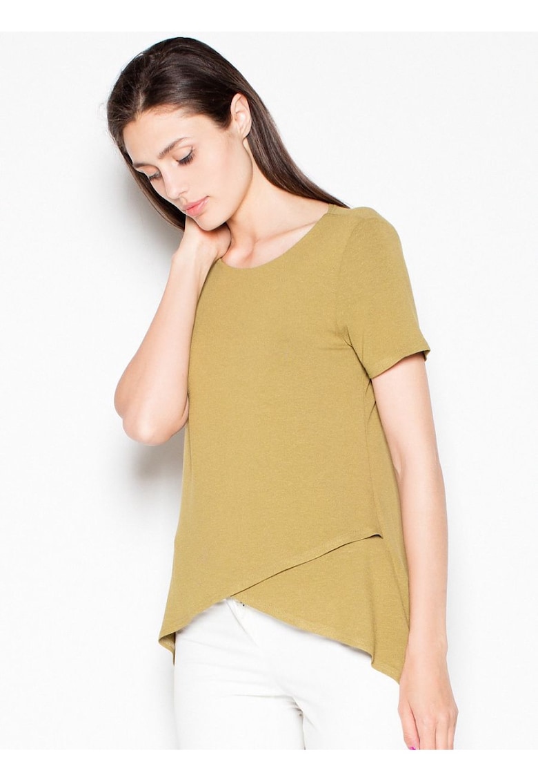 Oferte la Bluza dama  asimetrica - fata pliata - verde - viscoza