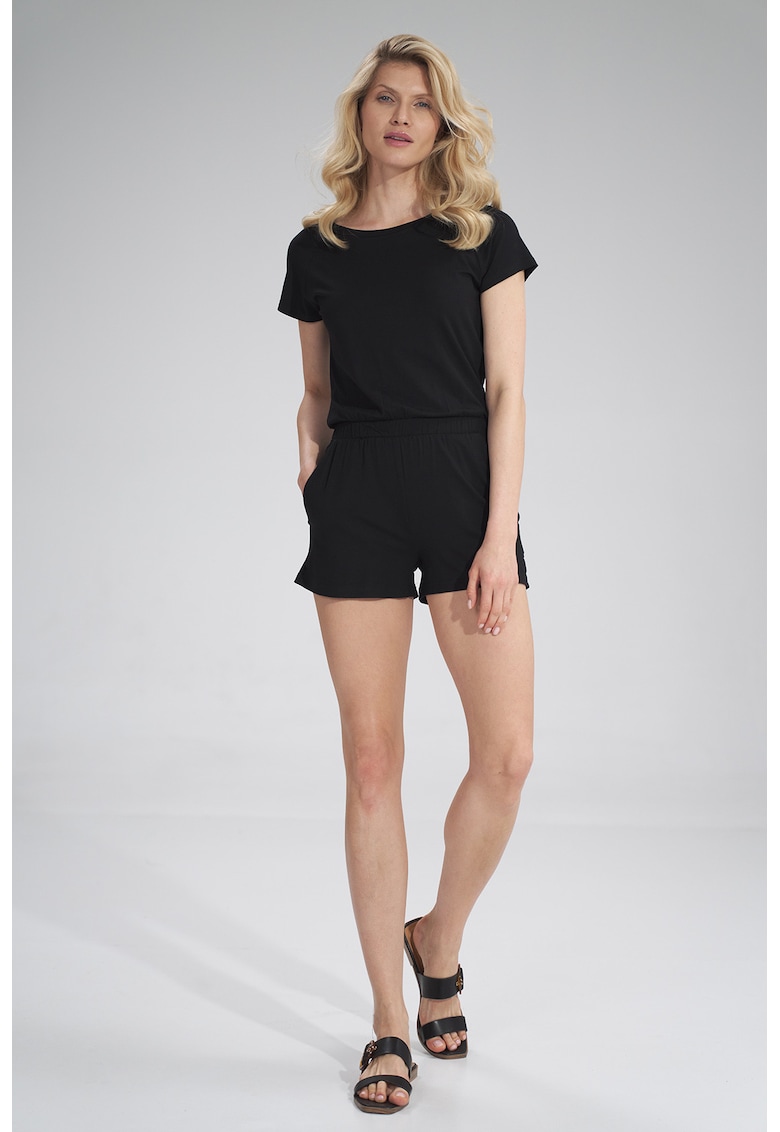 Oferte la Salopeta scurta -  fara inchizatori - maneci scurte - neagra - din viscoza -