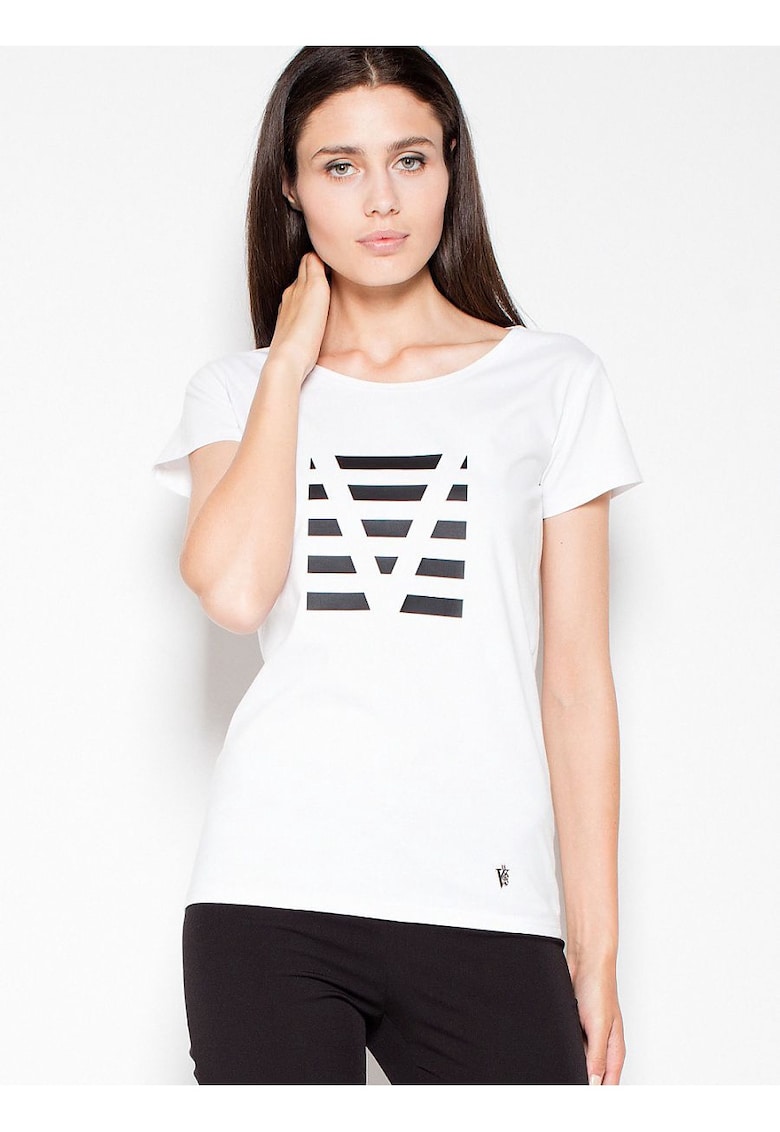 Oferte la Tricou dama  imprimeu original - alb - bumbac 92% -