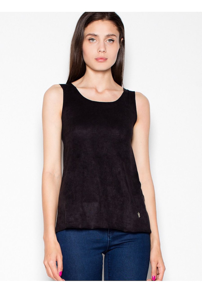 Oferte la Tricou dama  negru - piele intoarsa - decolteu semicircular - model lejer