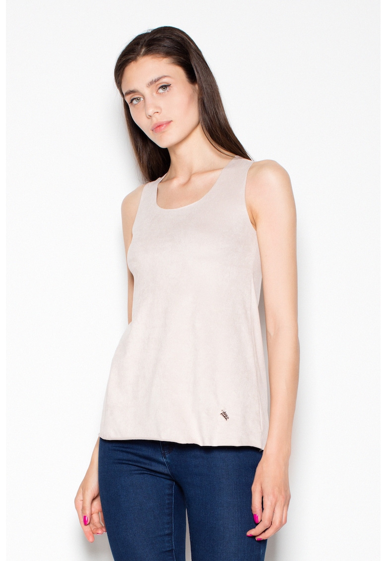 Oferte la Bluza dama -  Poliester/Elastan - Fara maneci - Bej -