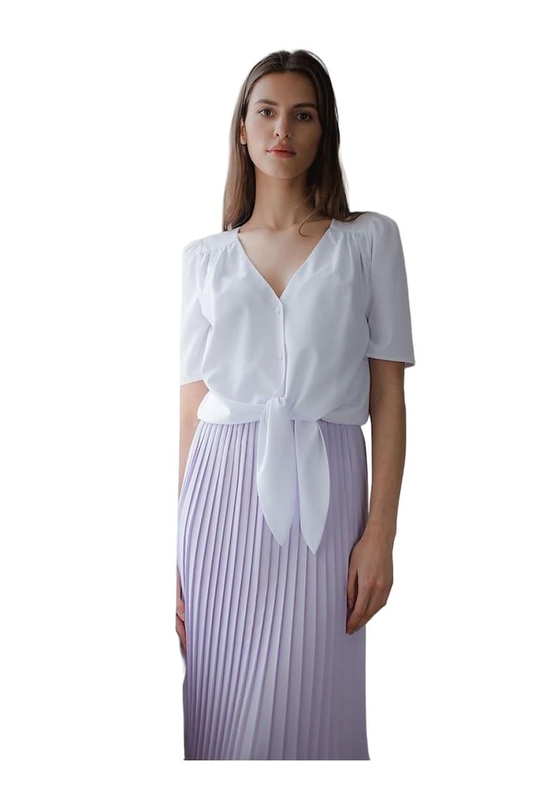 Oferte la Camasa dama -  alb - cu decolteu in forma de inima - maneci scurte - material poliester. -
