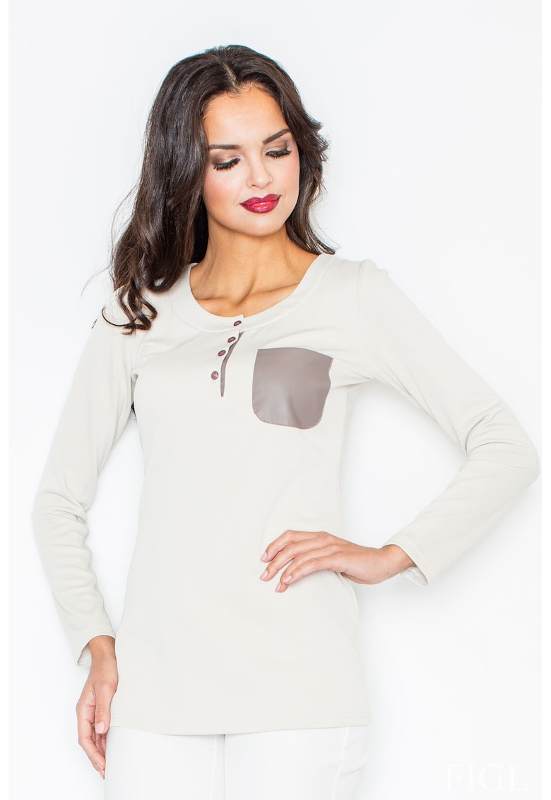 Oferte la Bluza dama -  Poliester/Elastan - Cu nasturi - Bej