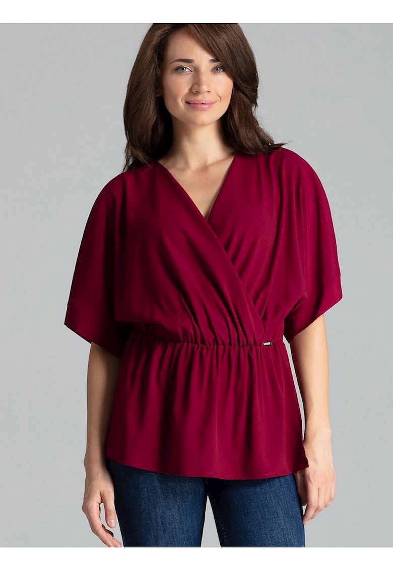 Oferte la Bluza dama -  lejera - cu maneci kimono - rosu - poliester