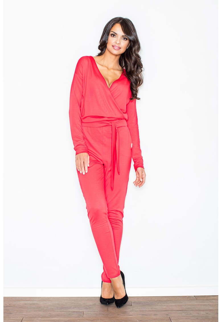 Oferte la Salopeta dama -  rosie - viscoza - maneci lungi - Rosu