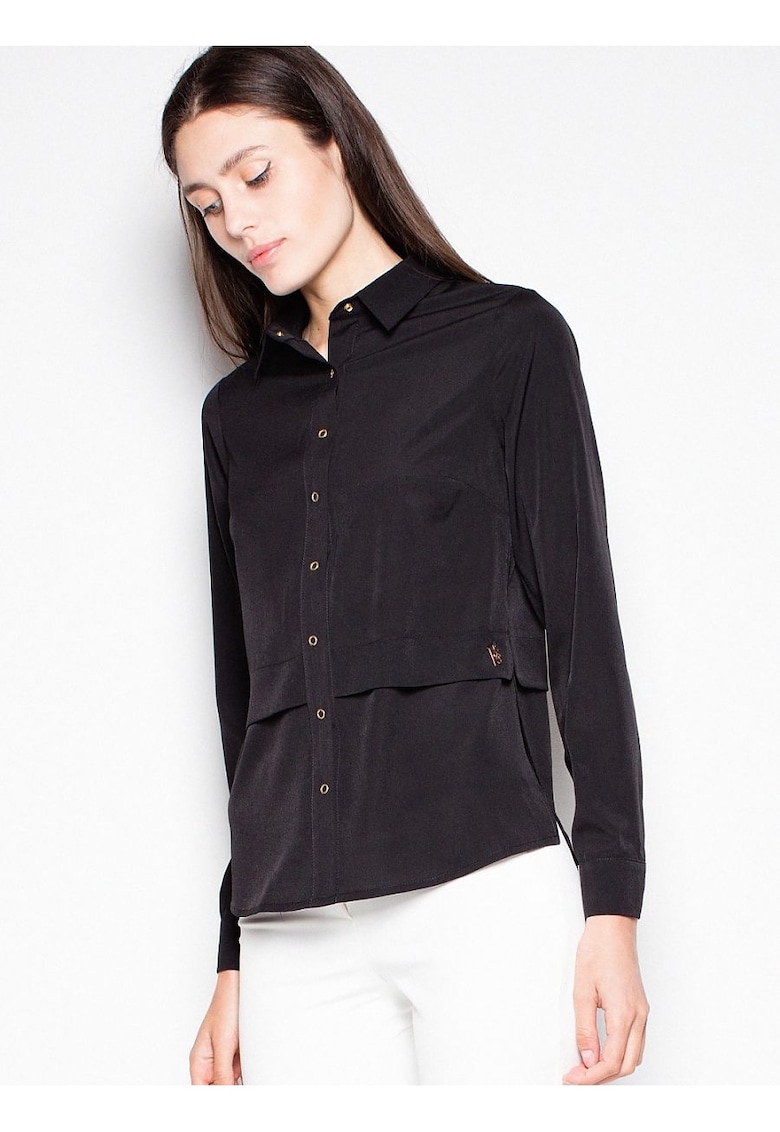 Oferte la Camasa eleganta  neagra - cu guler - din viscoza