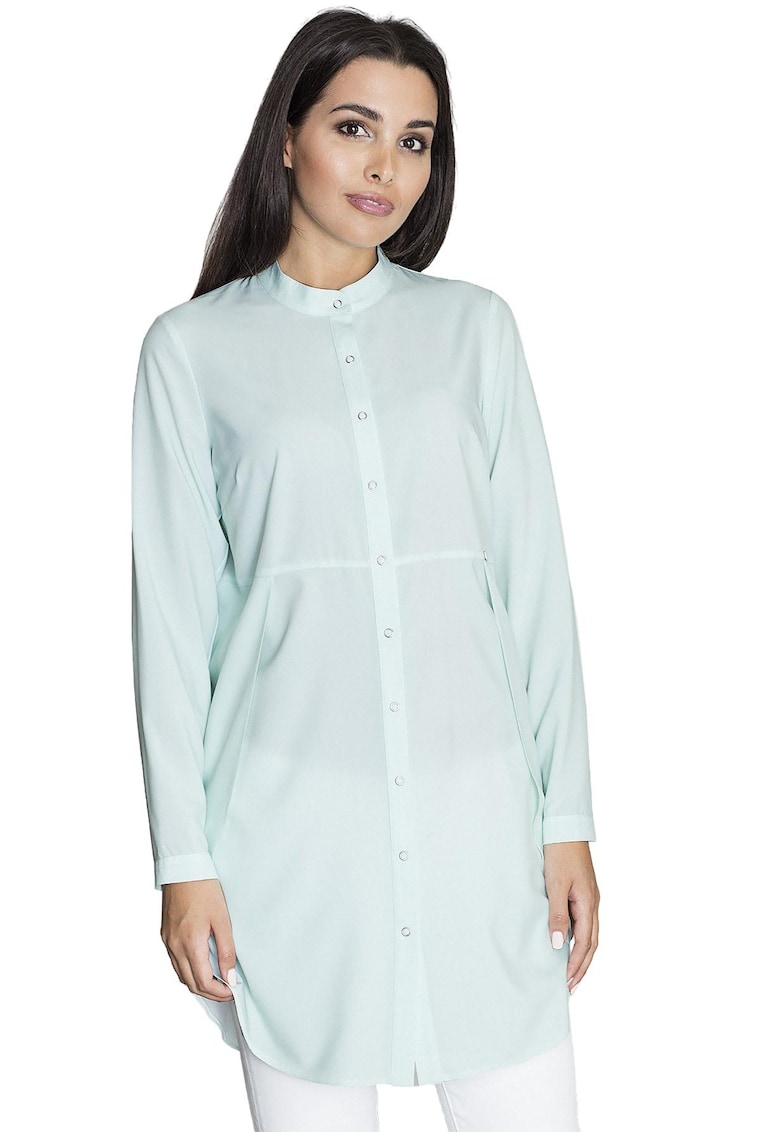 Oferte la Camasa lunga  M545 - supradimensionata - verde - poliester - eleganta