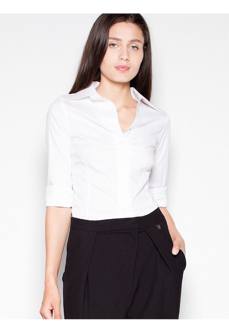Oferte la Camasa dama -  alb - bumbac 80% - maneci lungi -