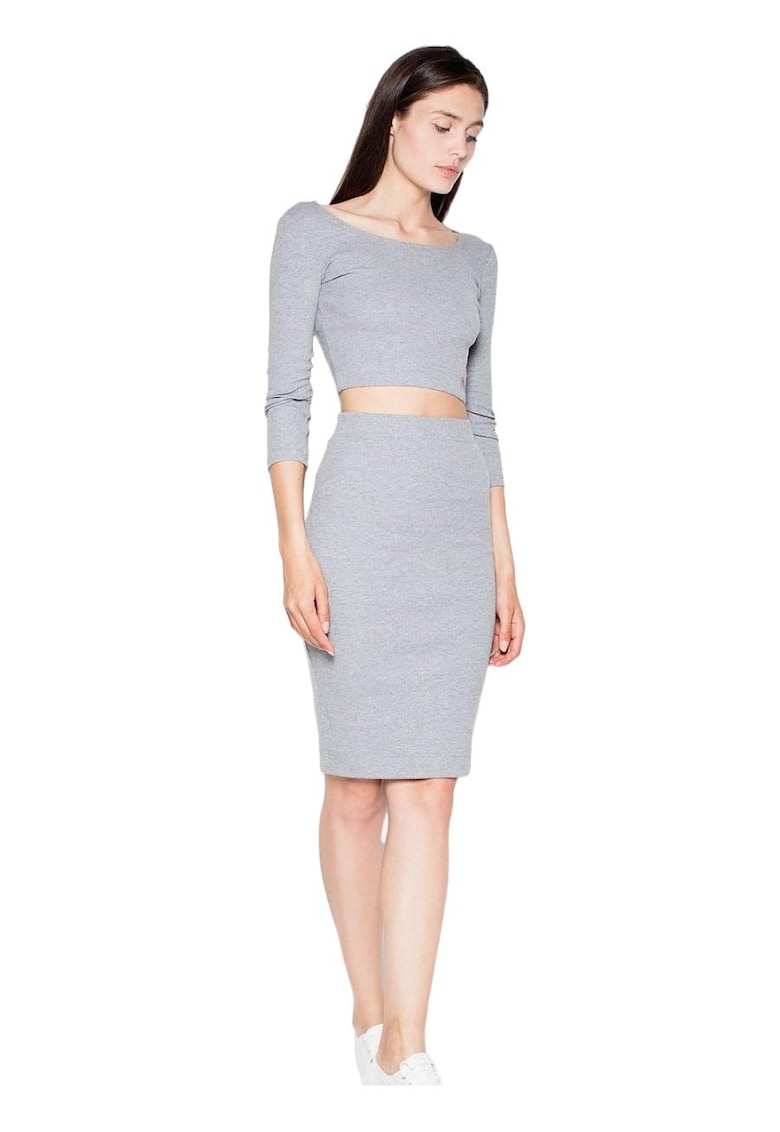 Oferte la Set fusta si crop top -  gri - bumbac/elastan