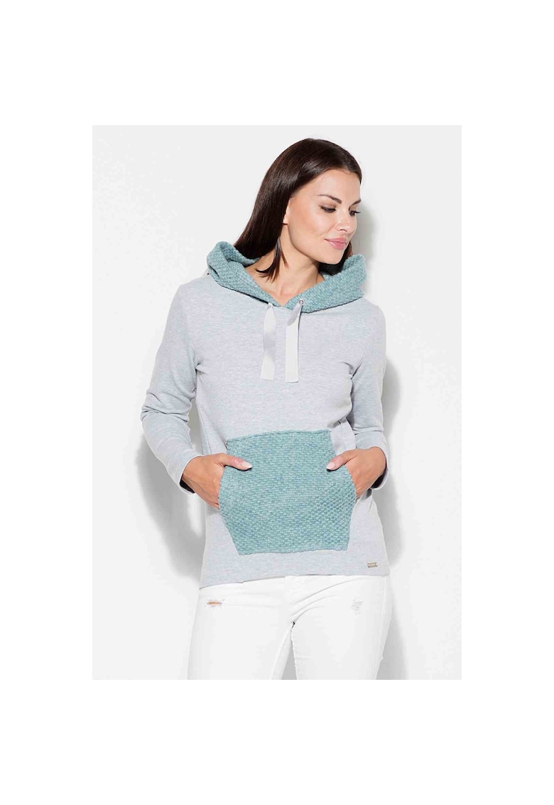Oferte la Hanorac  K414 - albastru - bumbac - cu gluga si buzunar cangur -