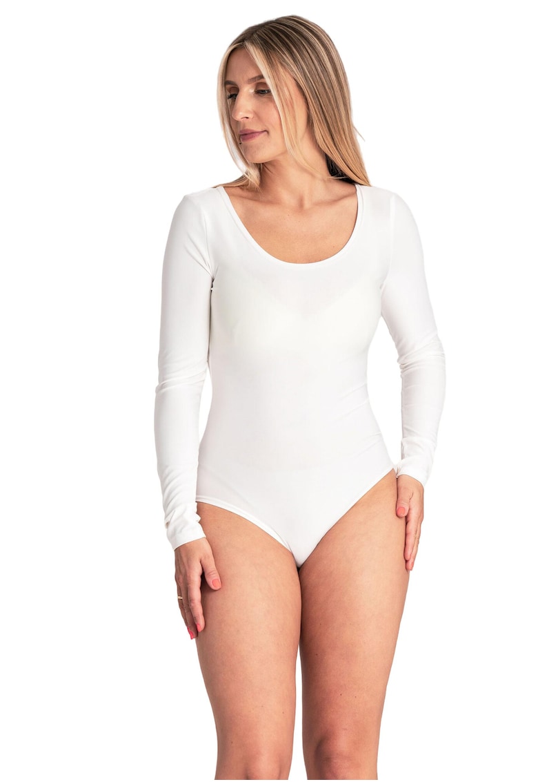 Oferte la Body elegant  ecru - maneci lungi - material subtire - versatil - poliester -
