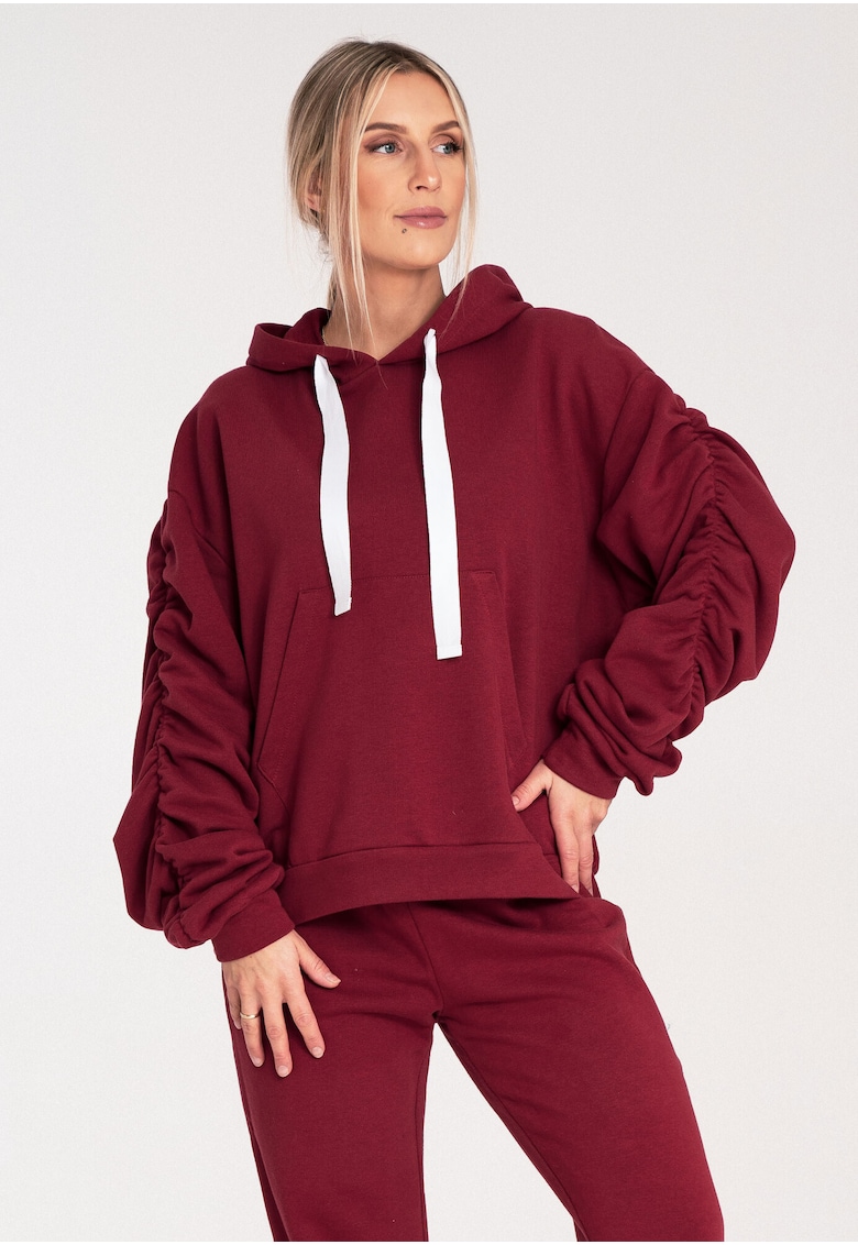 Oferte la Hanorac dama -  bordeaux - maneci bufante - bumbac