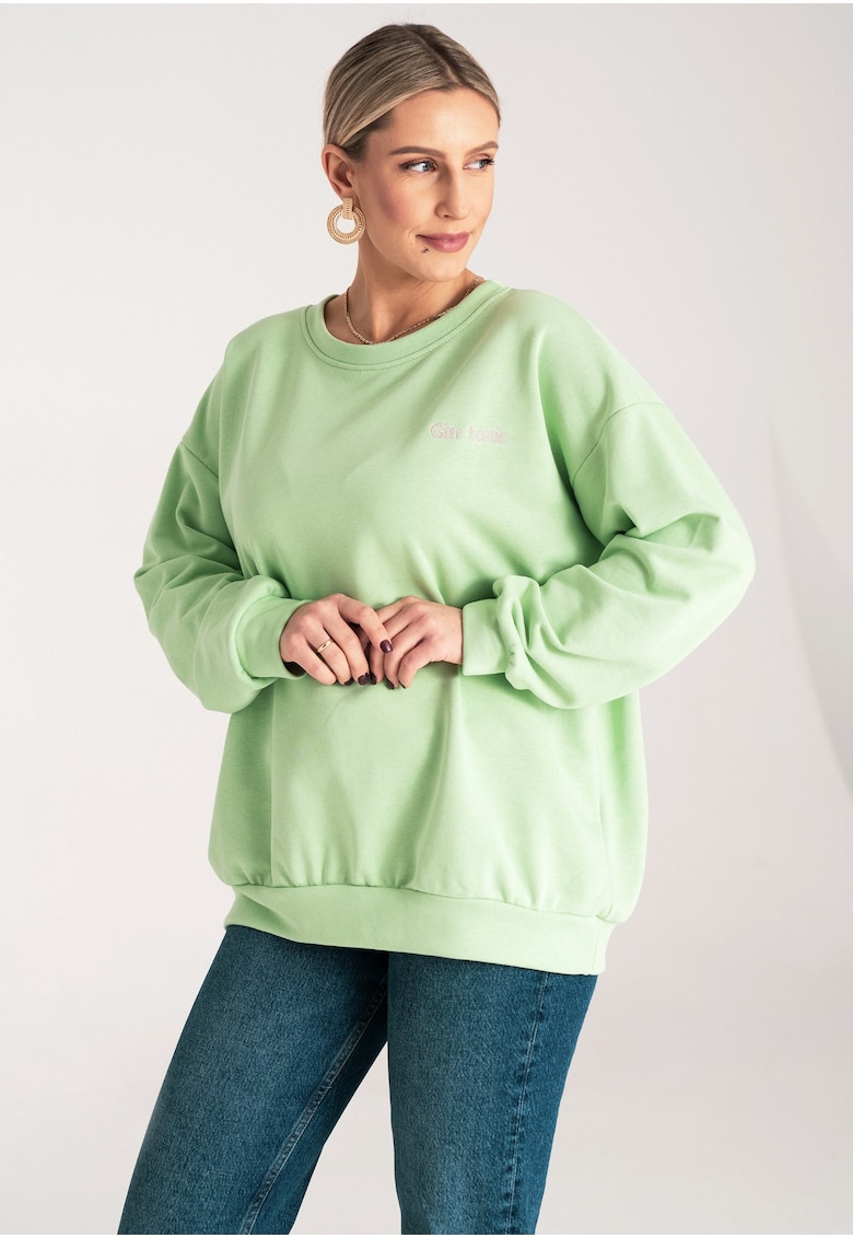 Oferte la Hanorac de dama  larg - verde - broderie - bumbac/poliester -
