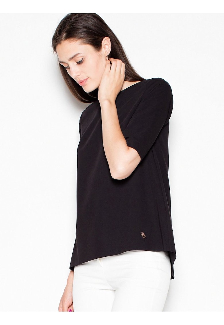 Oferte la Bluza dama -  asimetrica - decupaj spate - negru - poliester -