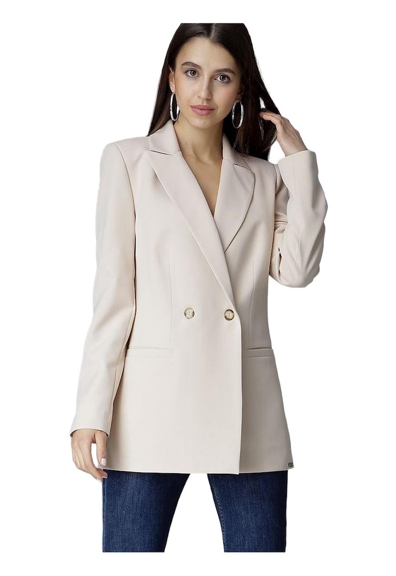 Sacou dama  eleganta - subtire - decolteu in V - bej - poliester/elastan -