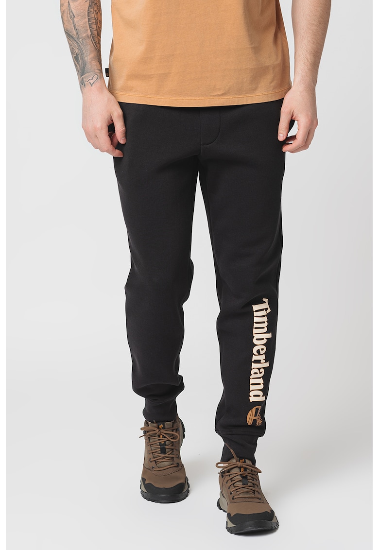 Oferte la Pantaloni de trening cu talie medie si snur de ajustare in talie - Negru/Maro