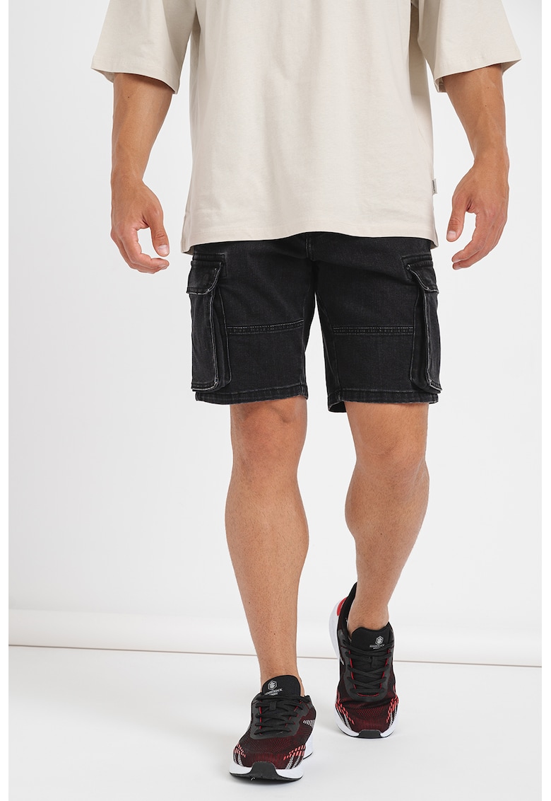 Oferte la Bermude cargo din denim - Negru