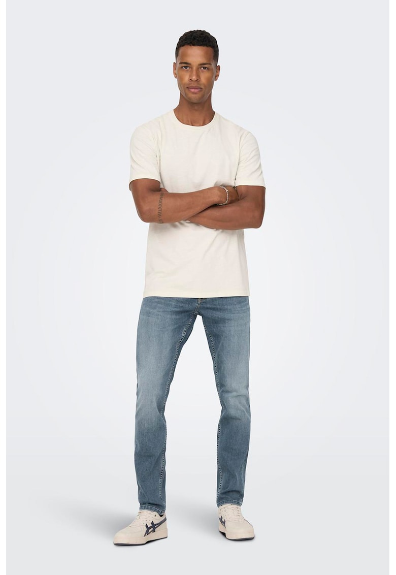 Oferte la Blugi slim fit cu aspect decolorat - Albastru prafuit