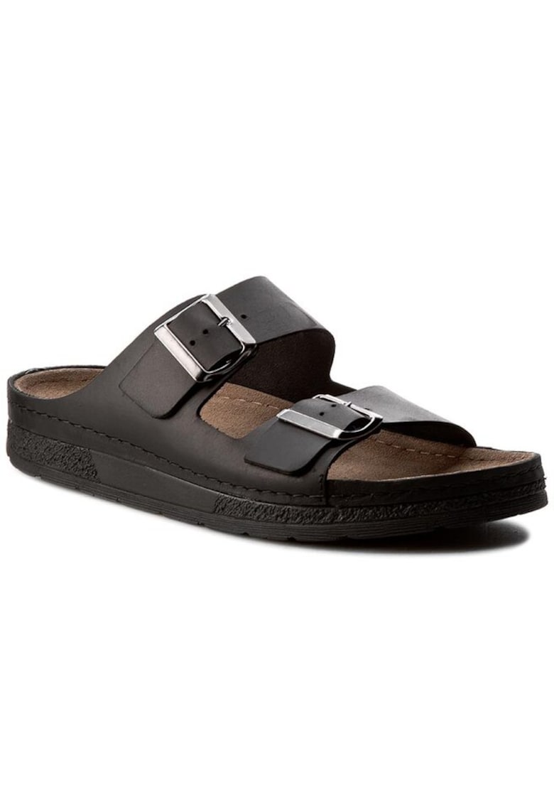 Oferte la Papuci barbati  199664045 - Piele naturala/Piele nabuc - Negru - Negru
