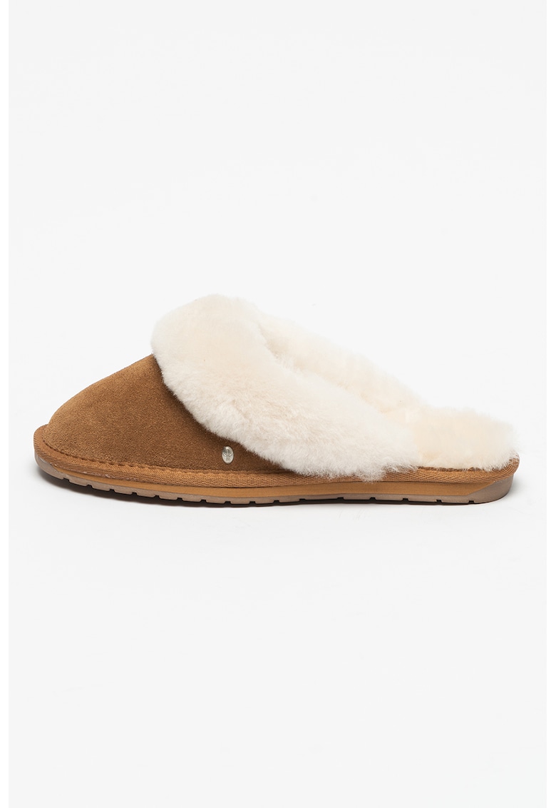 Oferte la Papuci de casa din piele de oaie Jolie - Alb/Caramel