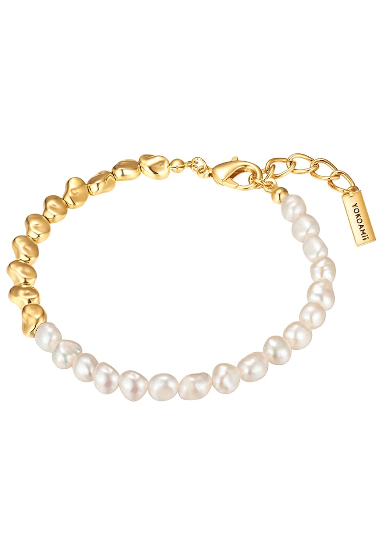 Oferte la Bratara placata cu aur de 14K si decorata cu perle - Auriu