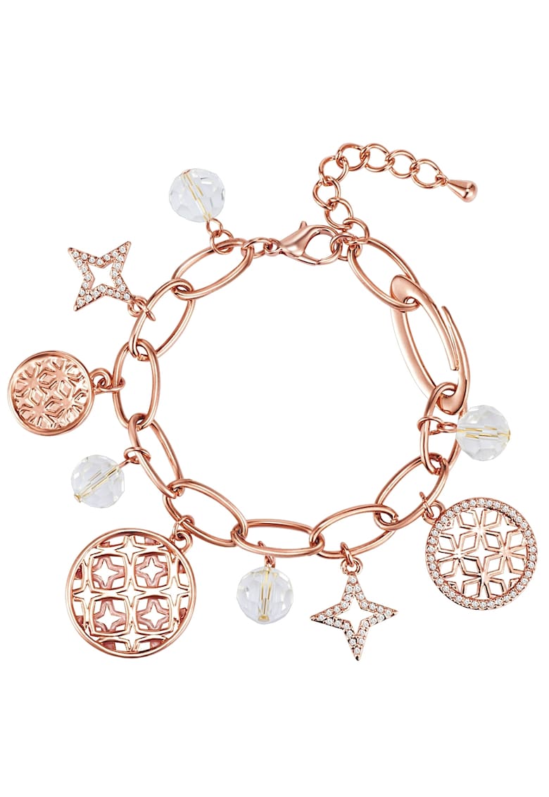 Oferte la Bratara placata cu aur de 14K si decorata cu talismane multiple - Auriu rose