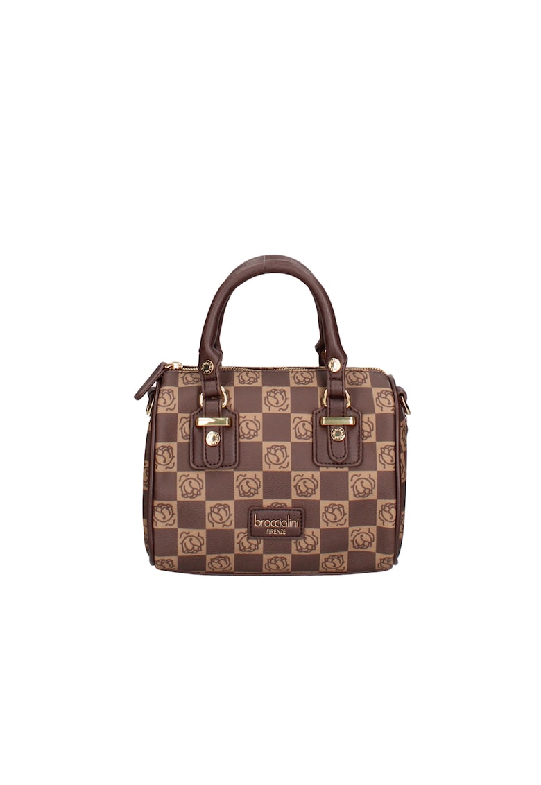 Oferte la BRACCIAINI - Geanta crossbody de piele ecologica cu model - Maro cognac
