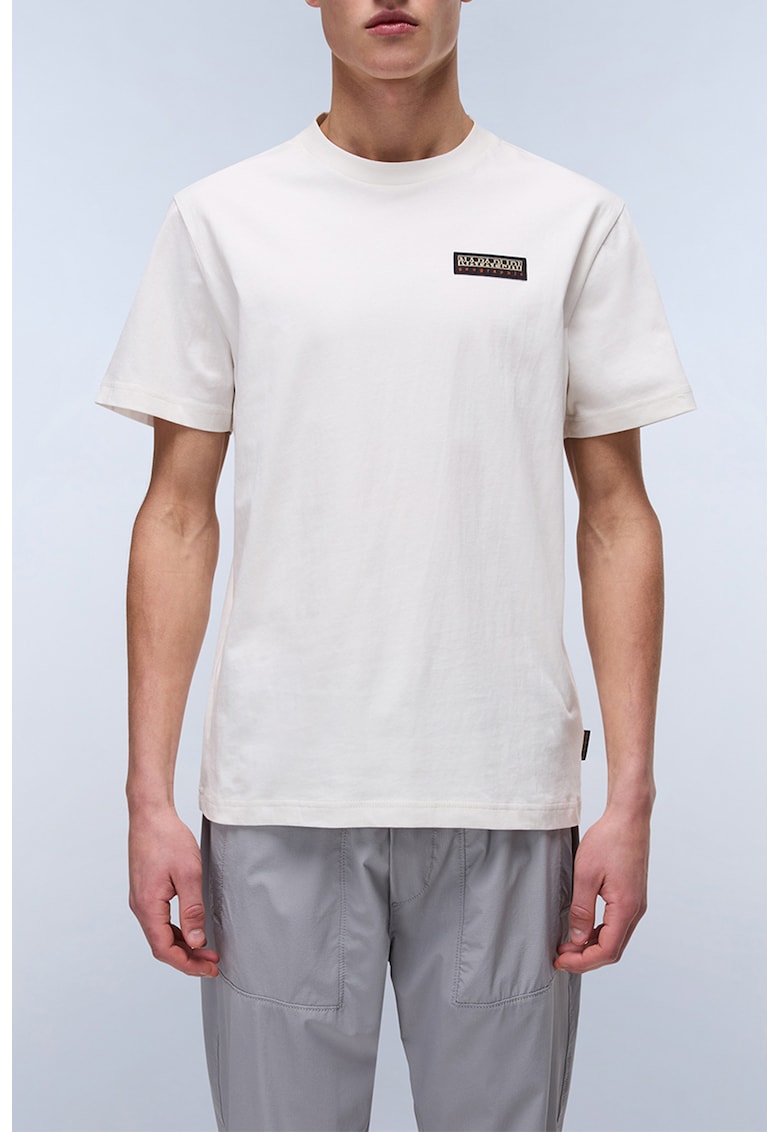 Tricou de bumbac cu buzunar aplicat pe piept Iaato - Alb