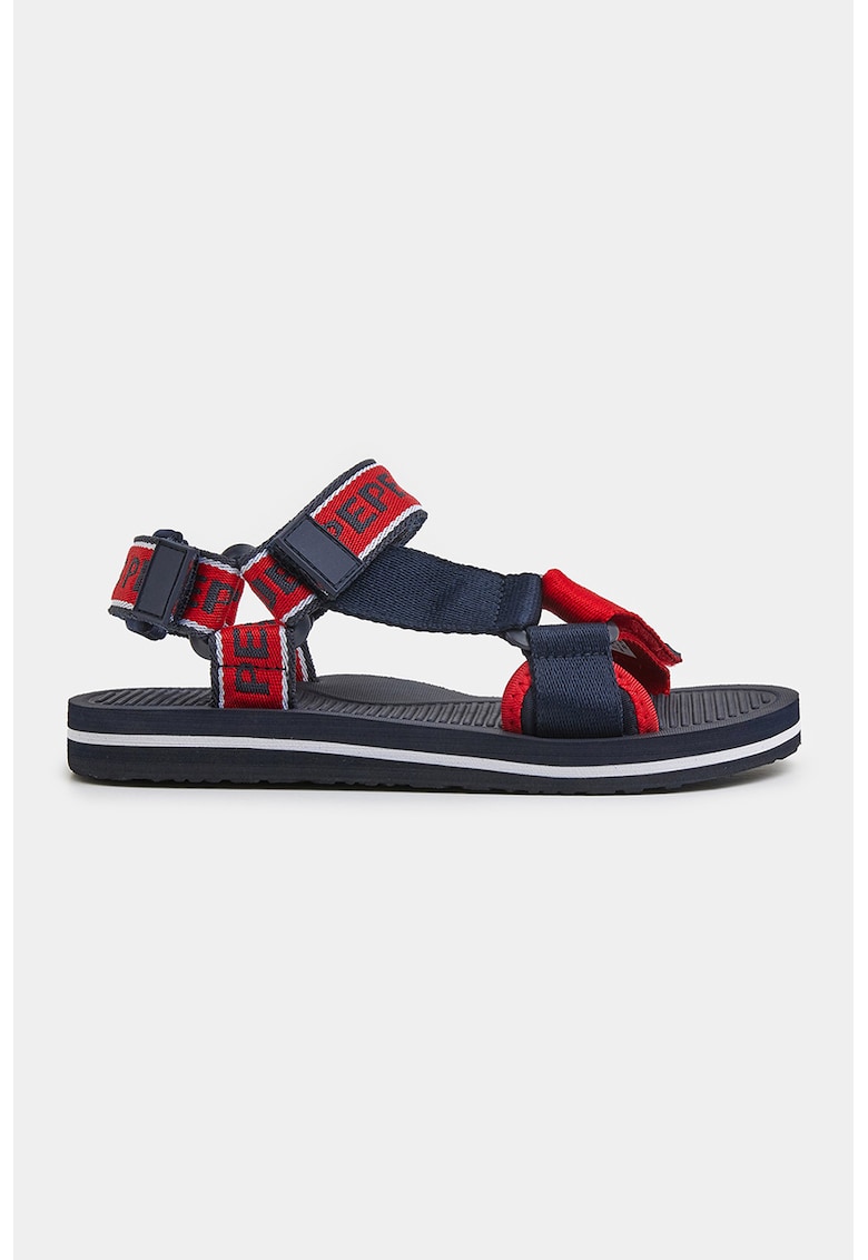 Oferte la Sandale cu velcro si imprimeu logo - Rosu/Bleumarin